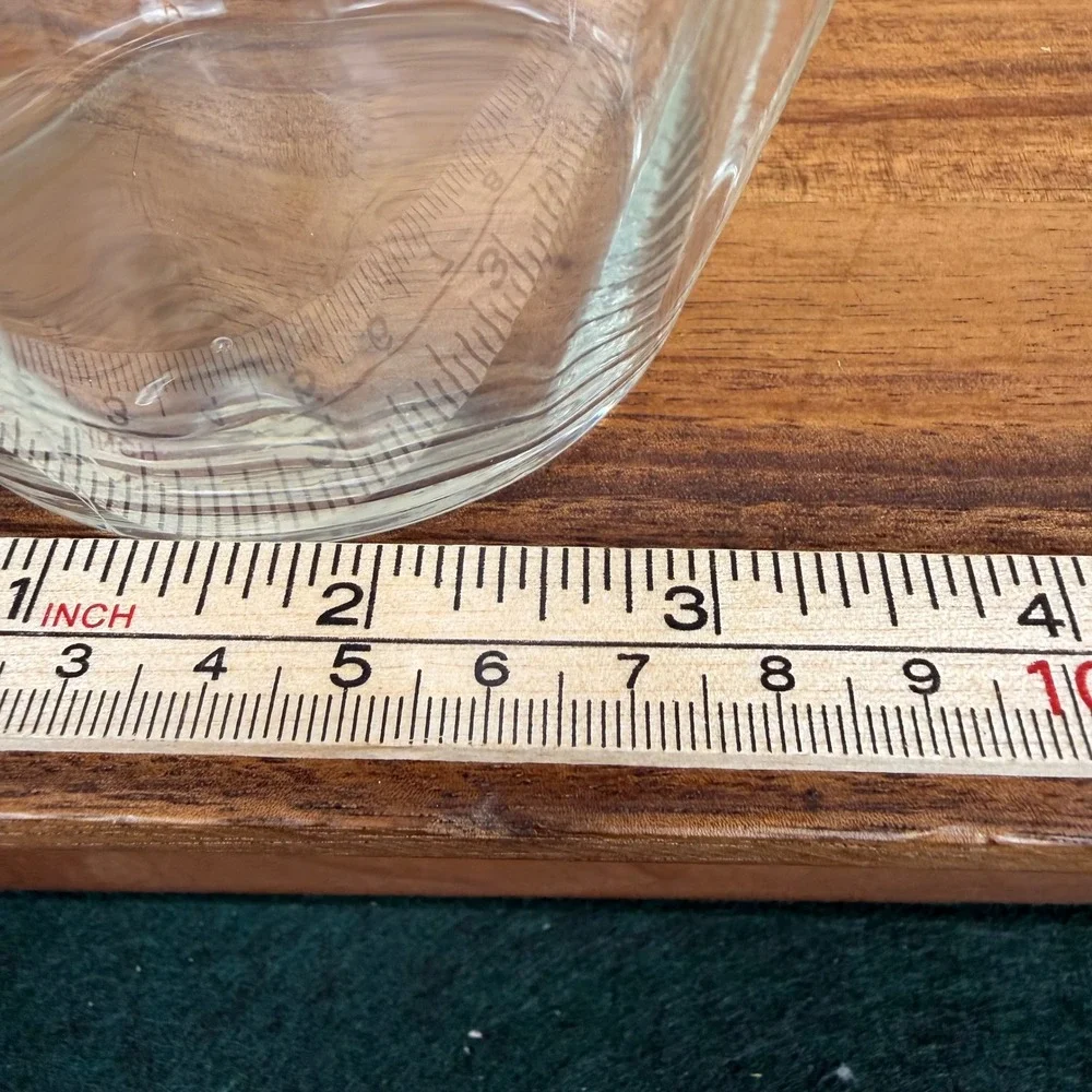 Vintage Hand Blown Optic Glass Vase Etched Floral Scalloped Rim Clear 8 inch